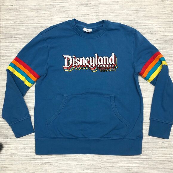 Disney Jackets & Blazers - DisneyParks Disneyland Resort Retro Rainbow Blue Sweatshirt Pullover size M
